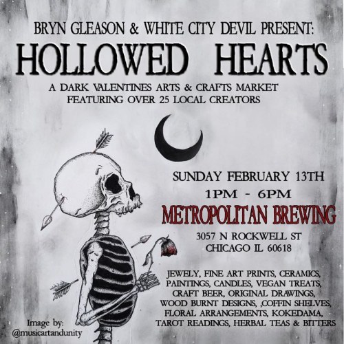 This Sunday, come find me at my table at the Hollowed Hearts Market at @metrobrewing in Chicago (yes