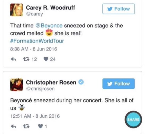 amey-winehouse:  betterthankanyebitch:  legalmexican:  Beyonce’s sneeze gets more headlines than when your fave releases an album   oh my god i’m sick of yall 😂😂😂  Bye 😂😂   Lol!!! I’m actually jealous. Why didn’t she do