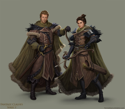 moshpitwallflower:  char-portraits: Fantasy Classes series by  Forrest Imel: Warrior, Warlock, Priest, Paladin, Druid, Mage, Ranger, Thief *slams fist on table* THIS IS THE SORT OF GENDER EQUAL CHARACTER DESIGN I LIKE TO SEE. 