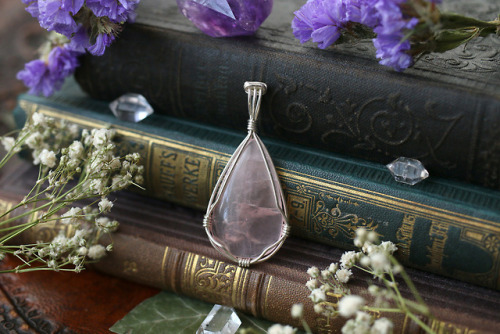 Beautiful shimmery rose quartz pendants in sterling silver handmade by me.Available at my Etsy Shop 