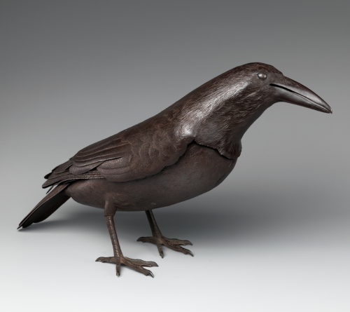 Okimono in the Form of a Raven. Maker: Myōchin Munesuke, early 18th C.  This raven was fashioned by 