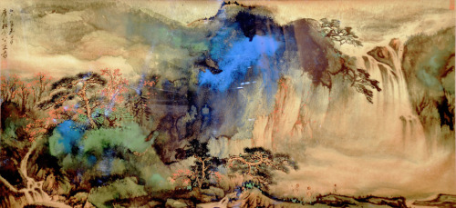 Zhang Daqian (張大千), Landscape in splashed colors (1967), Waterfall, Snow storm SwitzerlandOne of the