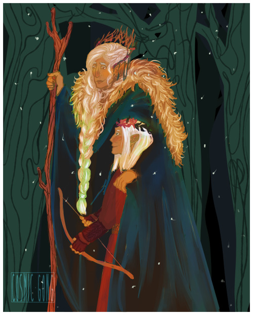 Oropher and Thranduil.Winter at Eryn Galen.
