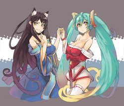 sokak:  ahri and sona buvelle (league of legends) drawn by nellen - Danbooru 