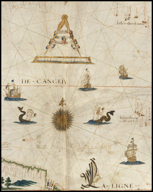 Carte de l’Océan Atlantique.” Ceste carte a Esté faiste au havre de Grace, par Pierre Devaux, Pilote