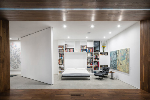 archatlas:  Hide Out House in Los Angeles   Acclaimed Taiwanese artist James Jean lives and works inside a beautiful contemporary space called “Hide Out” that is located close to Little Osaka in Los Angeles, California. Dan Brunn Architecture redesigned