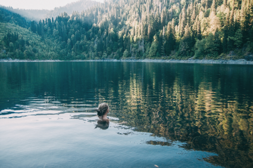 danger: swimming in the autumn lake by   Alex Karamanov  
