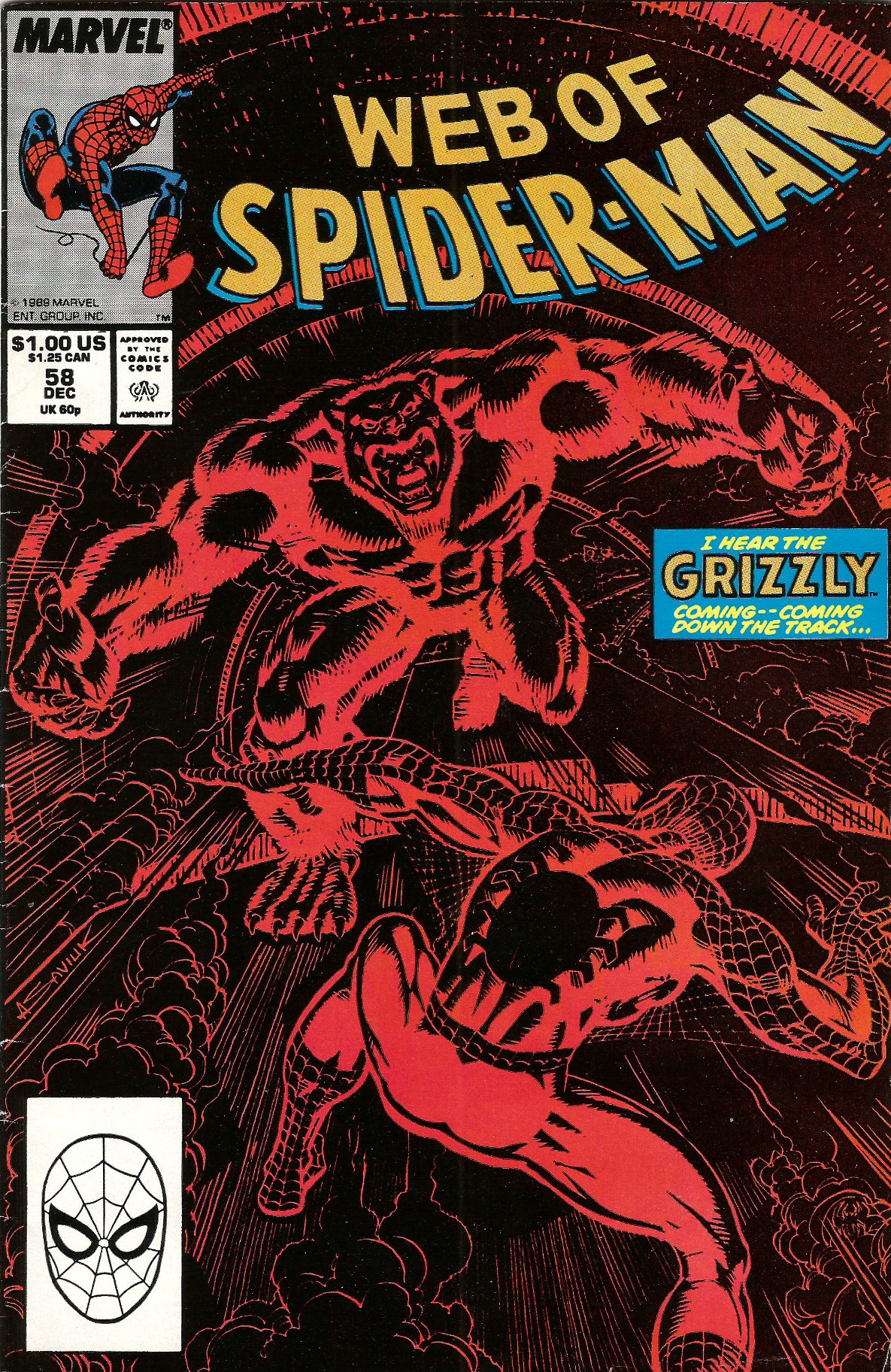 Web Of Spider-Man No. 58 (Marvel Comics, 1989). Cover art by Alex Saviuk.From a charity