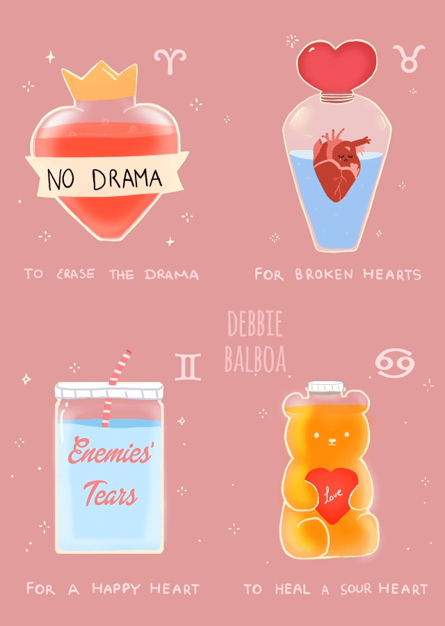 debbie-sketch:  ♡    ♡    ♡  Valentine´s Joke Potions for the Zodiac   ♡