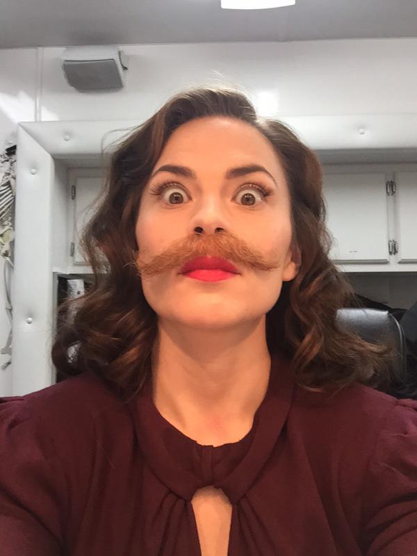 loloreay:  Hayley Atwell on the set of Agent Carter.  