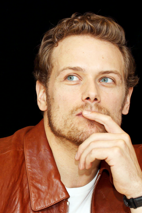 Sam Heughan attends the press conference of ‘The Spy Who Dumped Me’ in New York City (July 13, 2018)