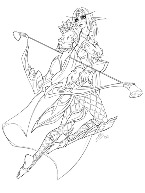 imdrunkontea:Sketched the new Warcraft 3 Reforged Night Elf Archer on the plane :)