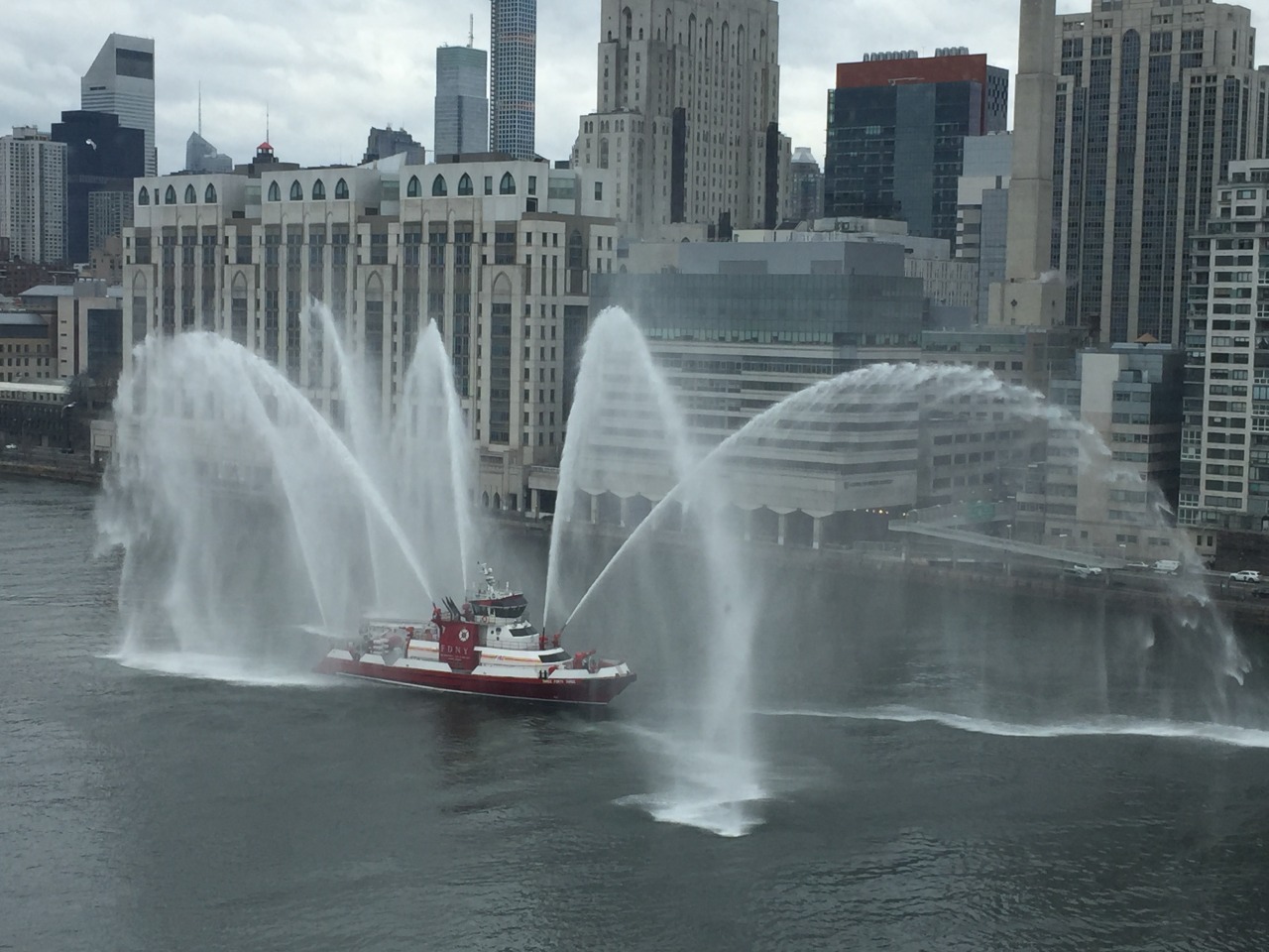 FDNY fire boat Three Forty Three on the East River.