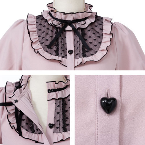 DearMyLove | Heart Tulle Layered Frill Blouse