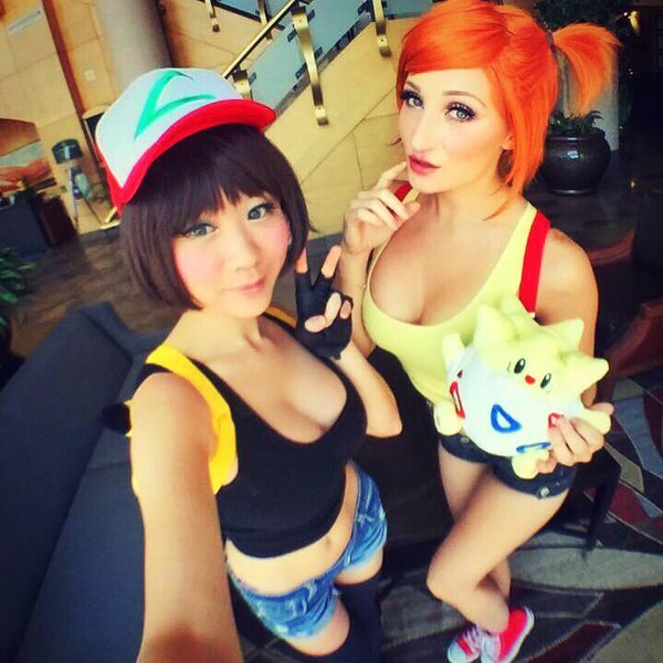 sexy-cosplay-scroll:  Holly Wolf (Misty) and Vicky Lau (Ash) from Pokemon