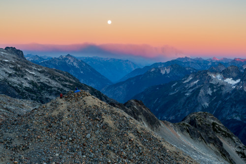 Full moon rising over the smoke from the wildfires while we made camp