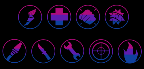 theyreallbi: Bi Pride TF2 class symbols. I would have them separate bu that would be four posts, fee