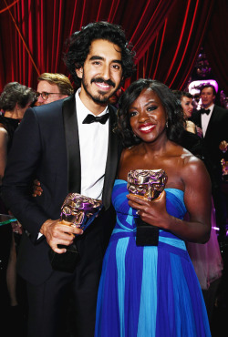 awardseason:Dev Patel and Viola Davis   attend the 70th EE British Academy Film Awards at Royal Albert Hall on February 12, 2017 in London, England.  