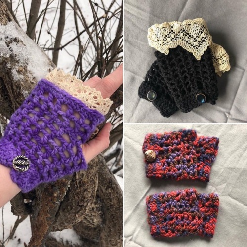 CRAFTEDbyNora has several sets of pretty, crocheted glovelettes for sale! Keep your dainty hands war