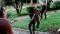   Michonne + Sword Kills [Season 5]↳ Do you miss the sword? Wasn’t really mine in the first place. Found it in the very beginning. It was just me and them out here all day, every day for a good long time. I don’t know what that was, but it wasn’t