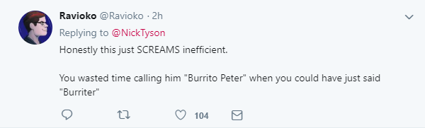 muchymozzarella: RIPeter *muffled screaming* Also this genius BURRITER 