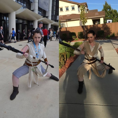 The difference a year can make. On the left is me at Celebration last year with my then Rey costume