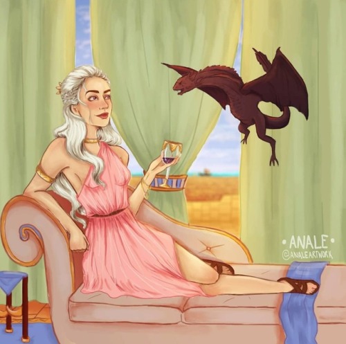 analeartwork: Daenerys chilling with her pal Drogon, ‘cause everyone needs a break sometimes ☀