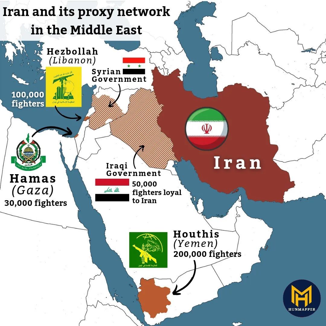 Iran and its proxy network in the Middle East On... - Maps on the Web