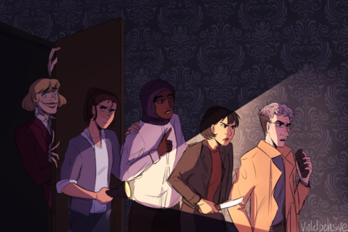 violetpensive:the Archivist feat. an army of lesbians (whoops i always forget this part)ID: (in orde