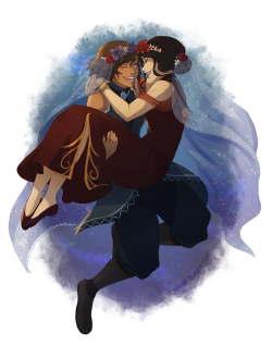 nymre:  not incredibly happy with how it turned out… but yey happy korrasami wedding day!! :D  