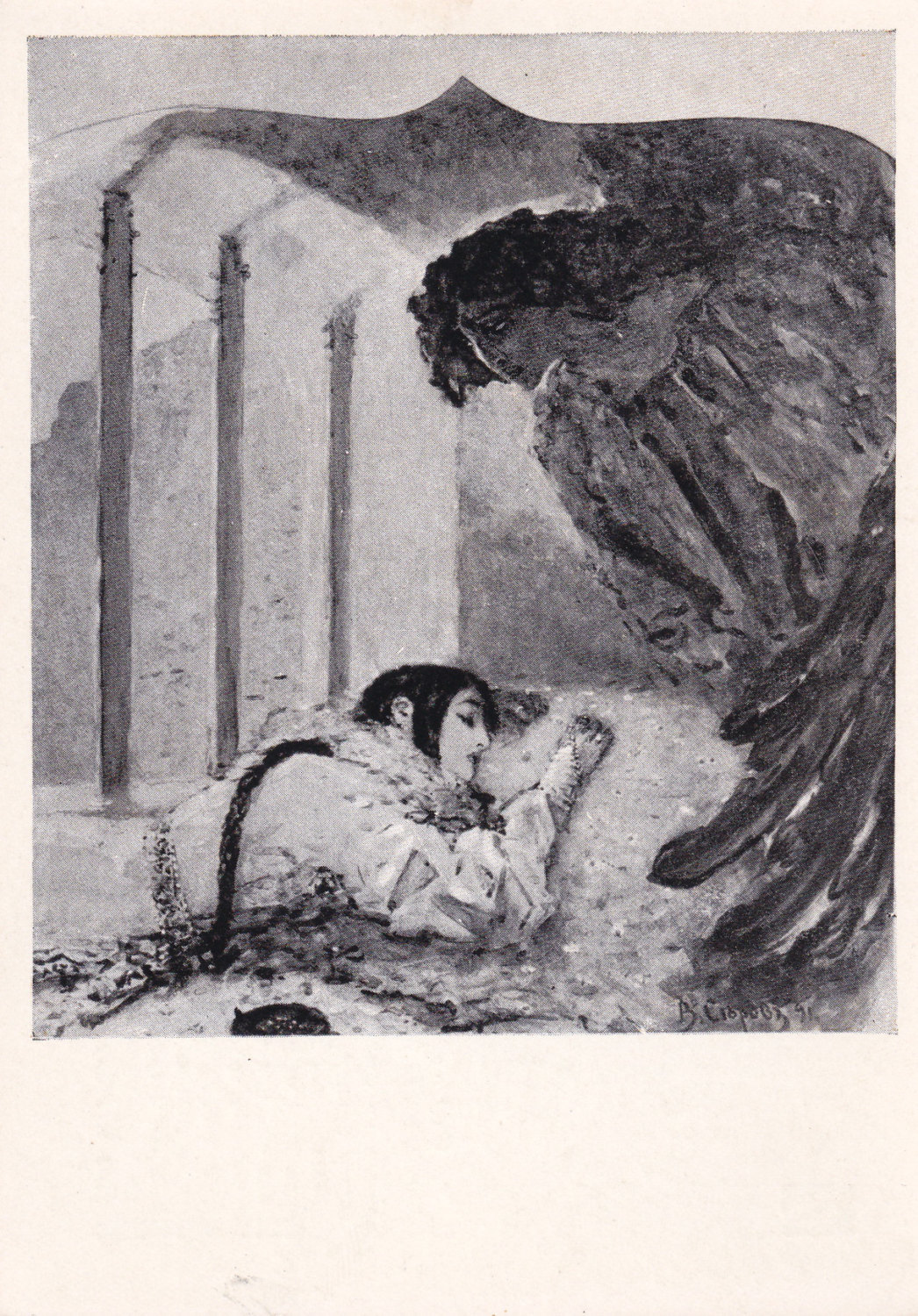 russiansoulvintage:  M. Lermontov “Demon”, Drawing by V. Serov. Postcard –