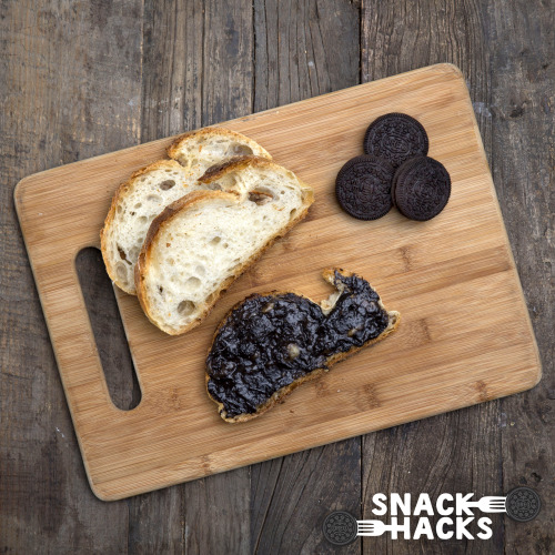 oreo:  Oreo. Spread the word. On toast. Oreo Jam courtesy of Kris Yenbamroong. Get the Oreo Snack Hack here.