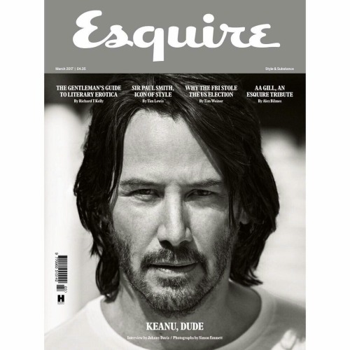 evilthunderstorms:Keanu Reeves for Esquire, March 2017 Photographed by Simon Emmett