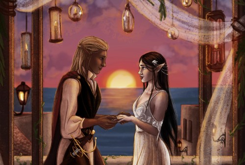 saraheliza95:Neria and Zev eloping in Antiva for the @dragonageden theme week prompt “marriage.” I w