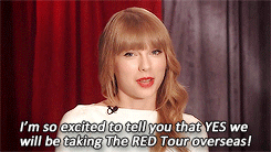 fullofswift: Taylor announces The RED Tour Australia/New Zealand Tour Dates.