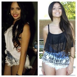 jasminevstyle:  Last night, Jasmine wore these Aztec Printed Shorts to her show Soundcheck. They’re อ.99 here: http://www.shopcivilized.com/product/aztec-cut-off-shorts  She’s also wearing her Forever 21 top that she wore to her citywalk Soundcheck.