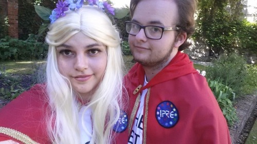 Please look at how cute my husband @glacial-coyote and I’s Lup and Barry cosplay was today 