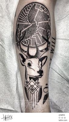 tattrx:  Zach Peacock - Dotwork Deer