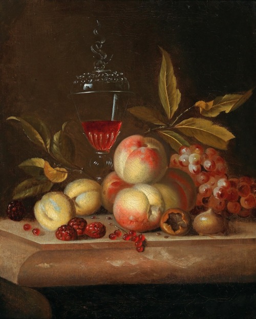 Jakob Bogdany (1660 - 1724)A still life of peaches and figs
