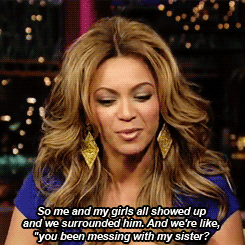 beyoncegifs:  Back in the day, the younger Knowles [Solange] fought off one particular bully by letting him know who she was related to. “I wrote petitions to get this kid named Brandon out of school,” the “Losing You” singer told Angie Martinez
