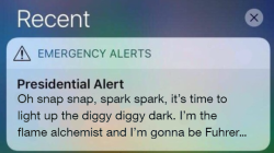 gomboc123:New Fuhrer Roy Mustang makes good use of nation’s Presidential Alert System