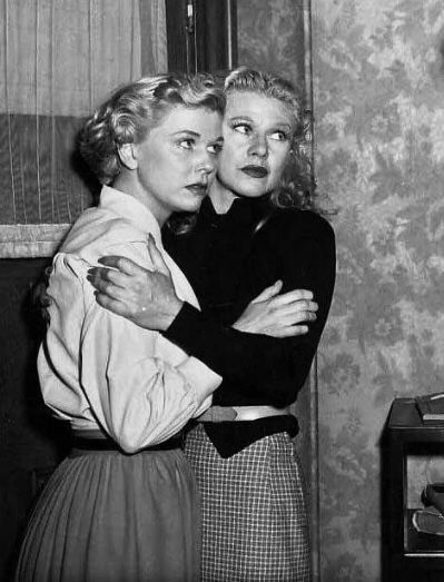 Doris Day and Ginger Rogers in Storm Warning, 1951.