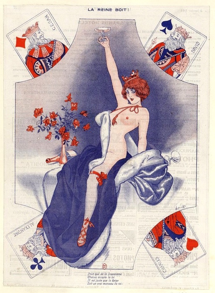 Chéri Hérouard (1881-1961), ‘La Reine boit’ (The Queen Drinks), “La Vie Parisienne”
Source