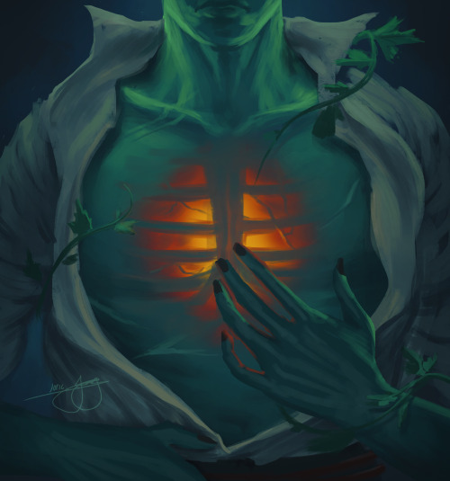 swallowtailed: jomiriga: Warmth [id: a digital painting of Fjord, shown from the waist to shoulders.