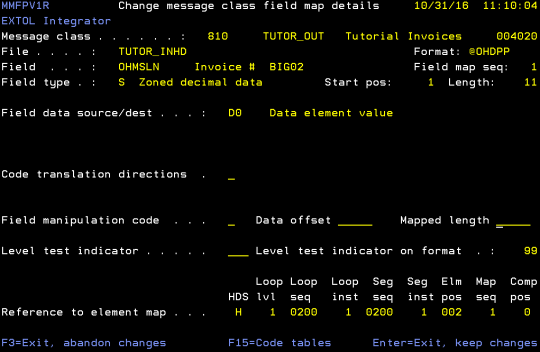 cleo extol integrator mapping substring to field change message class field map details