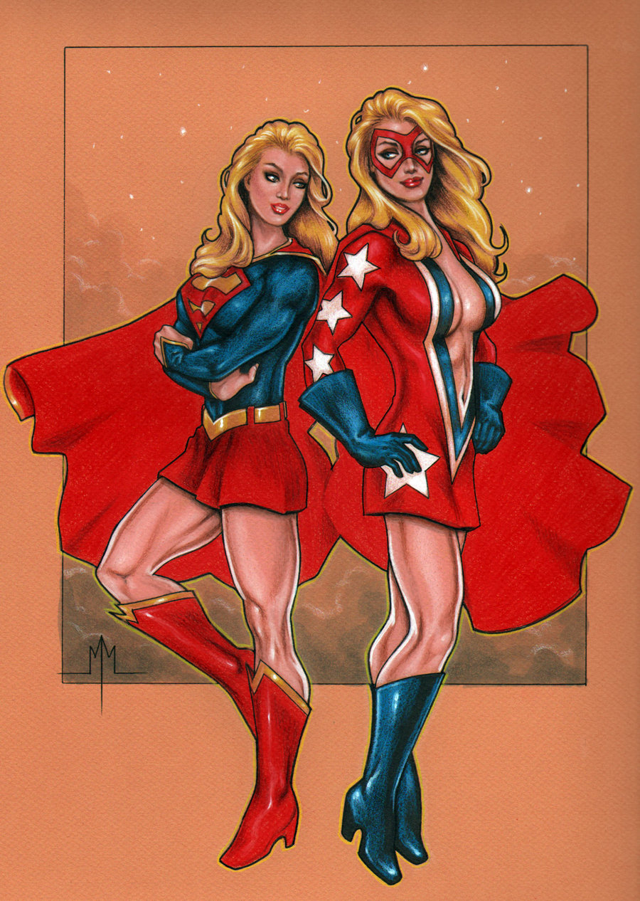 vintagegeekculture:  By Michael McDaniel.Supergirl together with Ms. Victory from