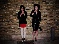 sissysmokingdreams:  Smoking outside the club 