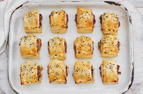 Cranberry and leek sausage rolls