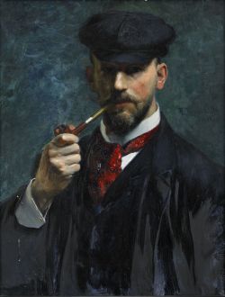 Robert Thegerström (Swedish, 1857-1919), Self-portrait with pipe, 1898. Oil on canvas, 73 x 57 cm.
