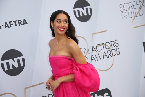 Laura Harrier in Loewe at the 2019 Screen Actors Guild Awards